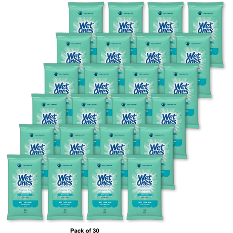 Wet Ones Hand &amp; Face Wipes 20 Count 2.52oz (Pack of 30)