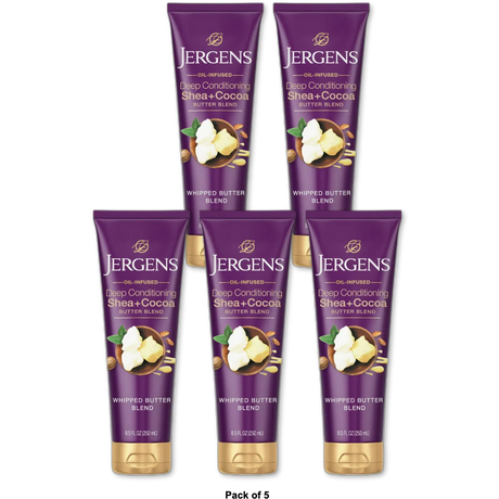 Jergens Deep Conditioning Lotion Shea + Cocoa Whipped Body Butter Vitamin E Dry Skin 8.5 oz (Pack of 5)