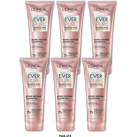L'Oreal Paris EverPure Sulfate Free Strengthening Spilt End Repair Shampoo Damaged Hair 6.8 fl oz (Pack of 6)