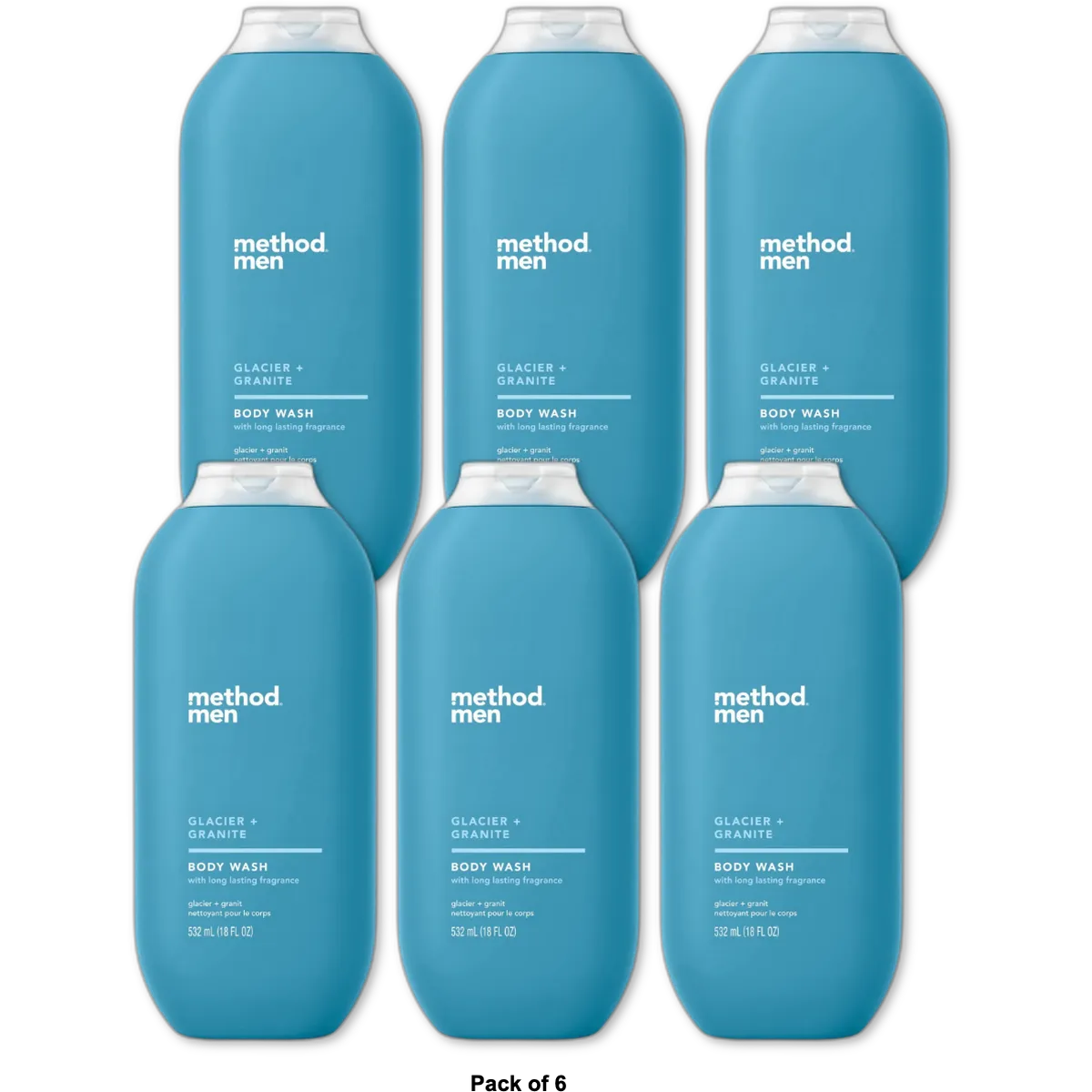Method Men's Body Wash Glacier + Granite 18 Oz (Pack of 6)