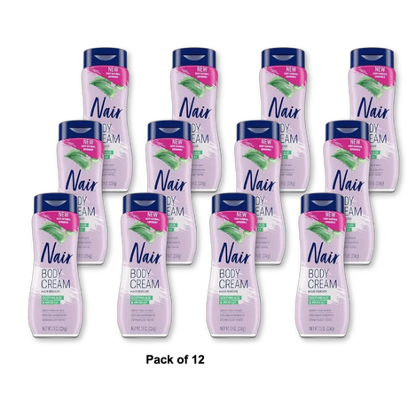 Nair Hair Removal Body Cream With Aloe and Water Lily Leg and Body Hair Remover 7.9 Oz (Pack of 12)