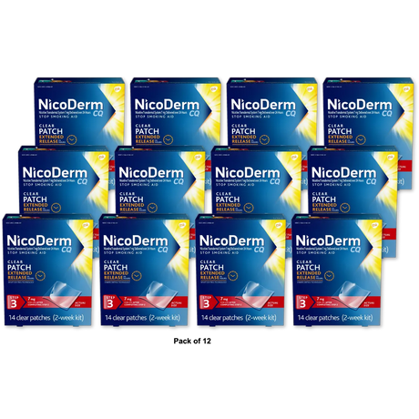 Nicoderm Cq Smoking Cessation Aid Clear Patch Step 3 With 7 Mg - 14 Ea 2.4oz (Pack of 12)