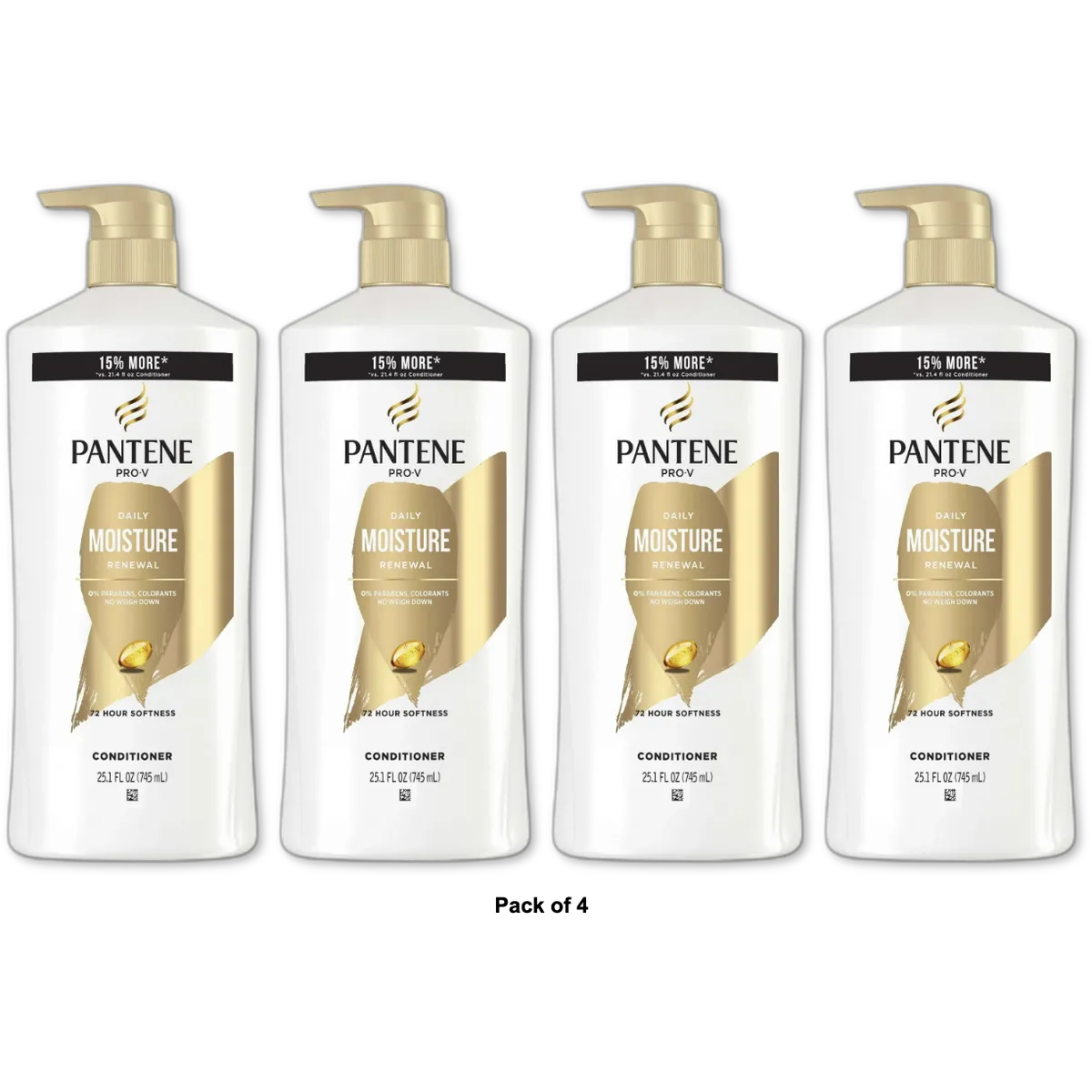 Pantene Daily Moisture Renewal Conditioner Pump 25.1 Fl Oz (Pack of 4)