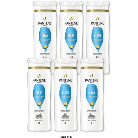 Pantene PRO-V Classic Clean 2in1 Shampoo + Conditioner 12oz (Pack of 6)