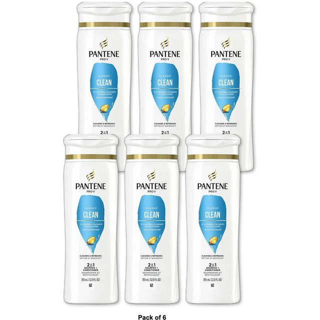 Pantene PRO-V Classic Clean 2in1 Shampoo + Conditioner 12oz (Pack of 6)