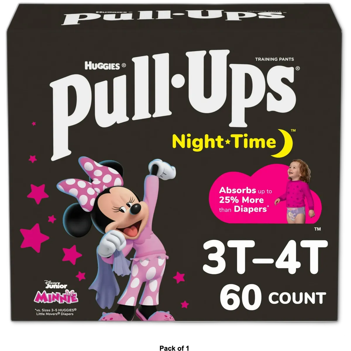 Pull-Ups Girls' Nighttime Potty Training Pants Training Underwear 3T-4T 60 Ct 95.7oz (Pack of 1)