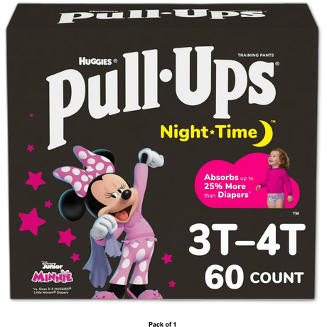 Pull-Ups Girls' Nighttime Potty Training Pants Training Underwear 3T-4T 60 Ct 95.7oz (Pack of 1)