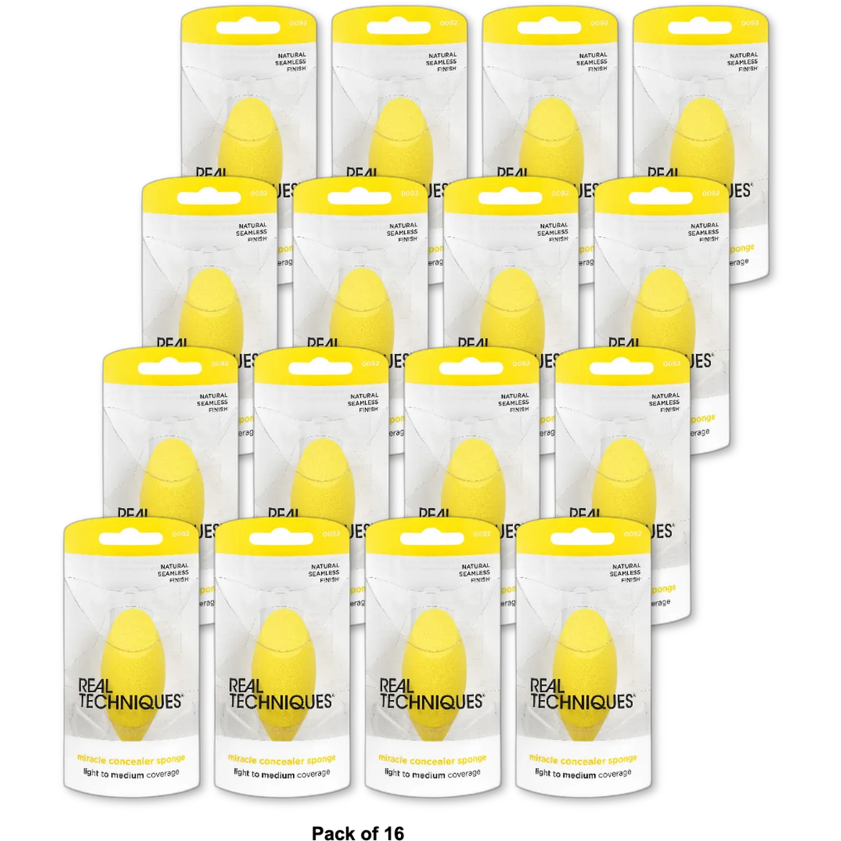 Real Techniques Miracle Yellow Sponge Latex-Free Foam 1 Count 0.35Oz (Pack Of 16)