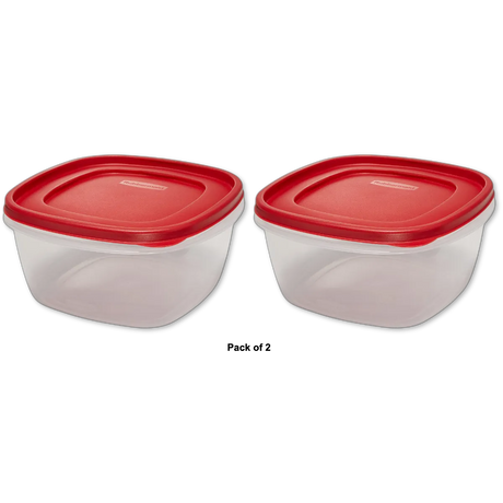 Rubbermaid Easy Find Lid Square Food Storage Container 14-Cup Red 16.64oz (Pack of 2)