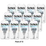 Schick Hydro Dry Skin Men's 5-Blade Razor Handle + 2 Refill Razor Blades Kit 1 Count 2.4oz (Pack of 12)