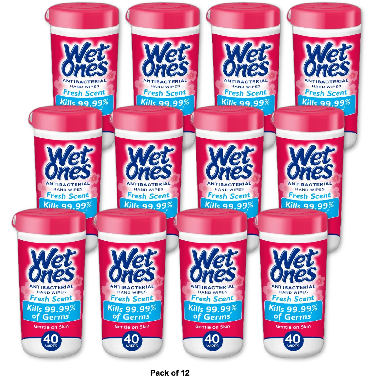 Wet Ones Antibacterial Hand And Face Wipes Fresh Scent40 Ea 0.65Oz (Pack Of 12)