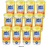 Wet Ones Antibacterial Hand Wipes Canister Tropical Splash 0.65Oz (Pack Of 12)