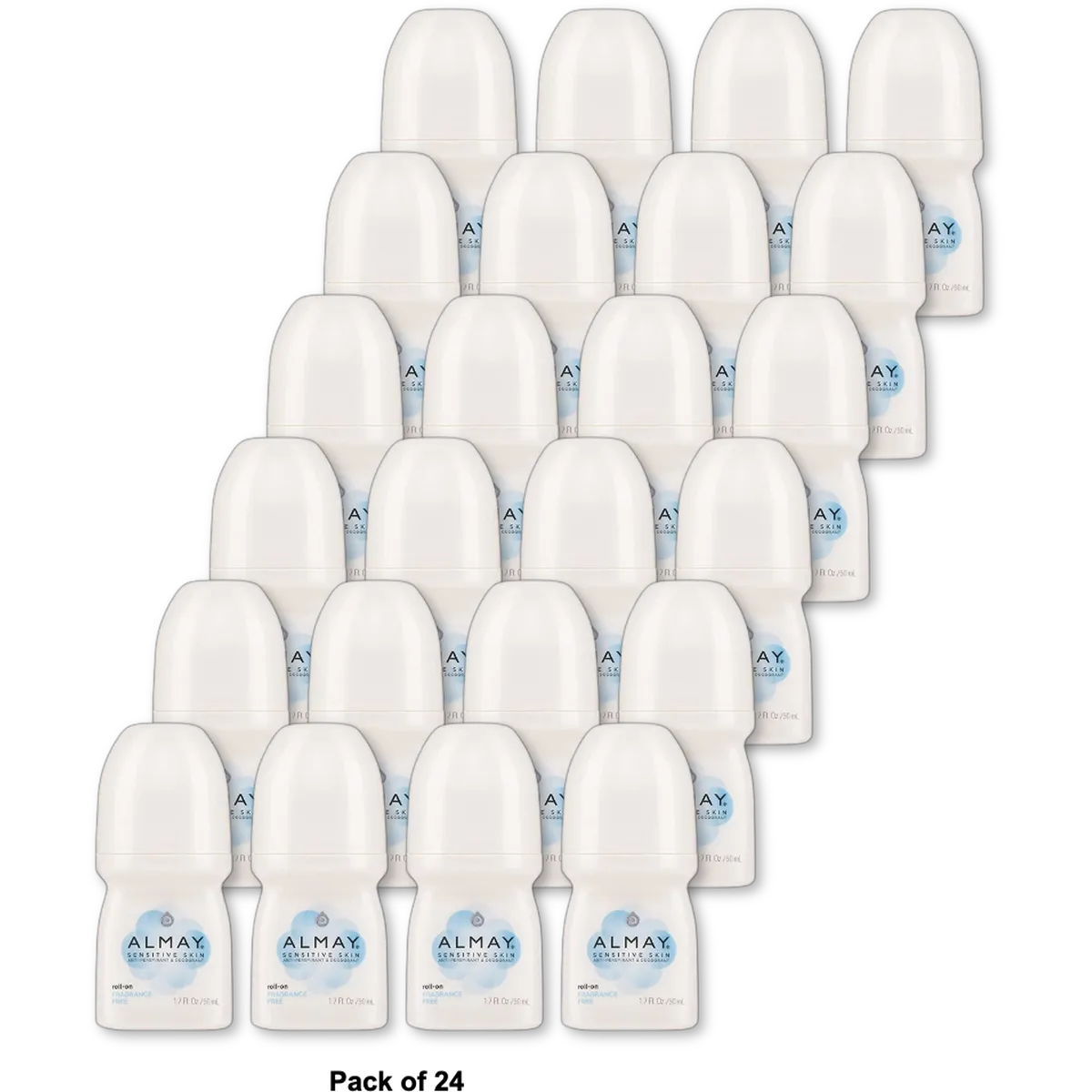 Almay Anti-Perspirant And Deodorant Sensitive Skin Roll-On Fragrance Free 1.7Oz (Pack of 24)