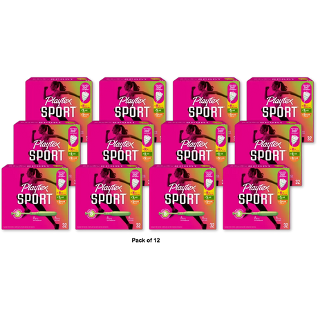 Playtex Super Plus Sport Tampons Regular Super Plus 32 Count 8.11oz (Pack of 12)