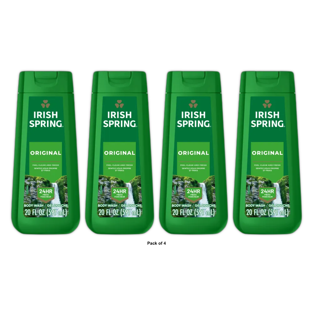 Irish Spring Original Clean Body Wash For Men 20Oz (Pack of 4)