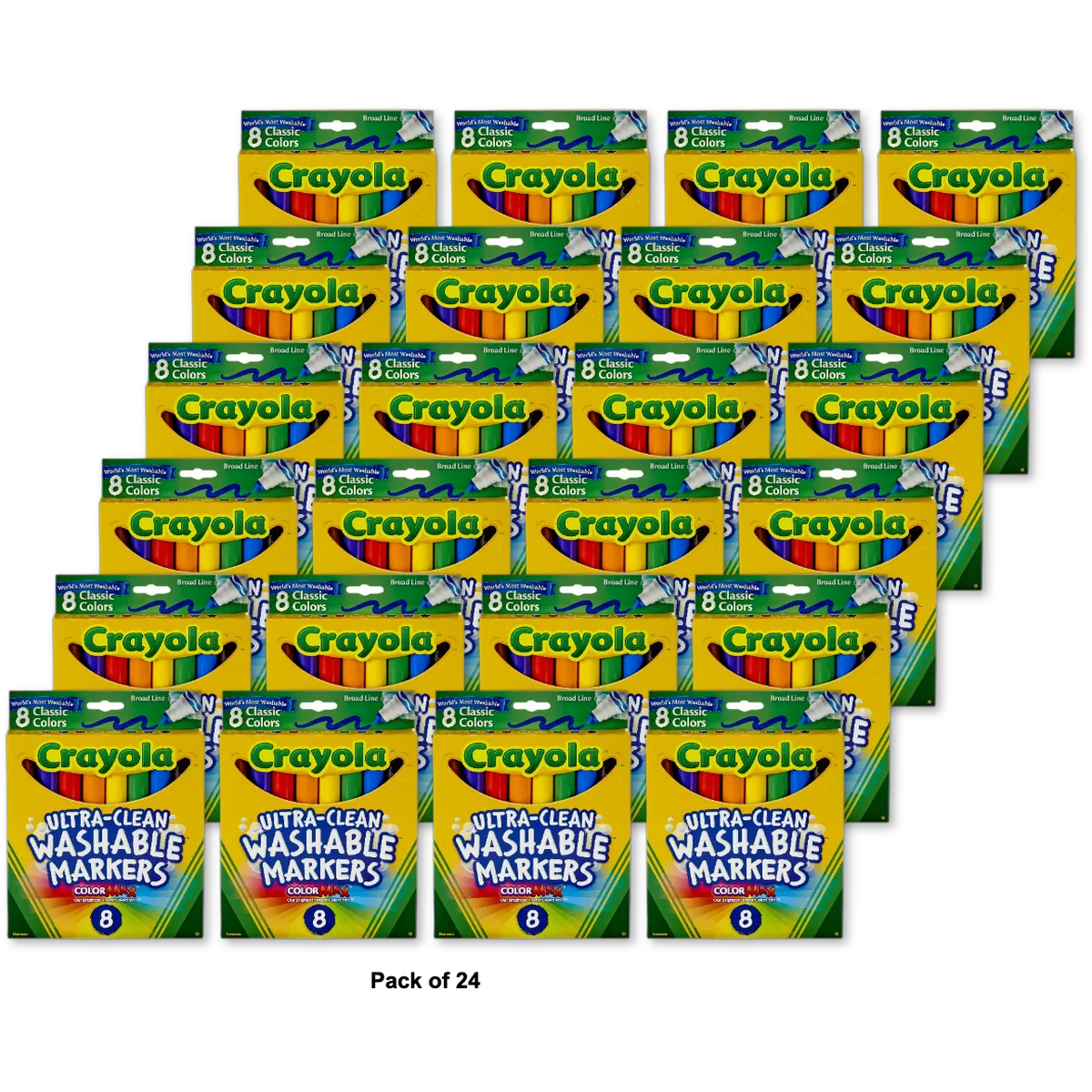 Crayola Washable Broad Line Markers Classic Colors8 Count 1.92oz (Pack of 24)