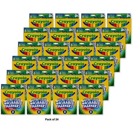 Crayola Washable Broad Line Markers Classic Colors8 Count 1.92oz (Pack of 24)