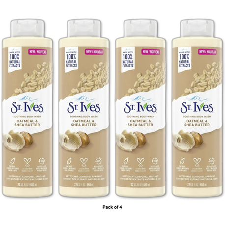 St Ives Oatmeal and Shea Butter Soothing Body Wash 22Oz (Pack of 4)
