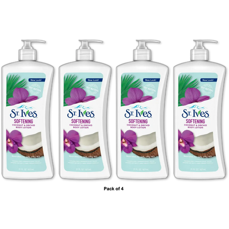 St Ives Softening Body Lotion with Coconut and Orchid 21Oz (Pack of 4)