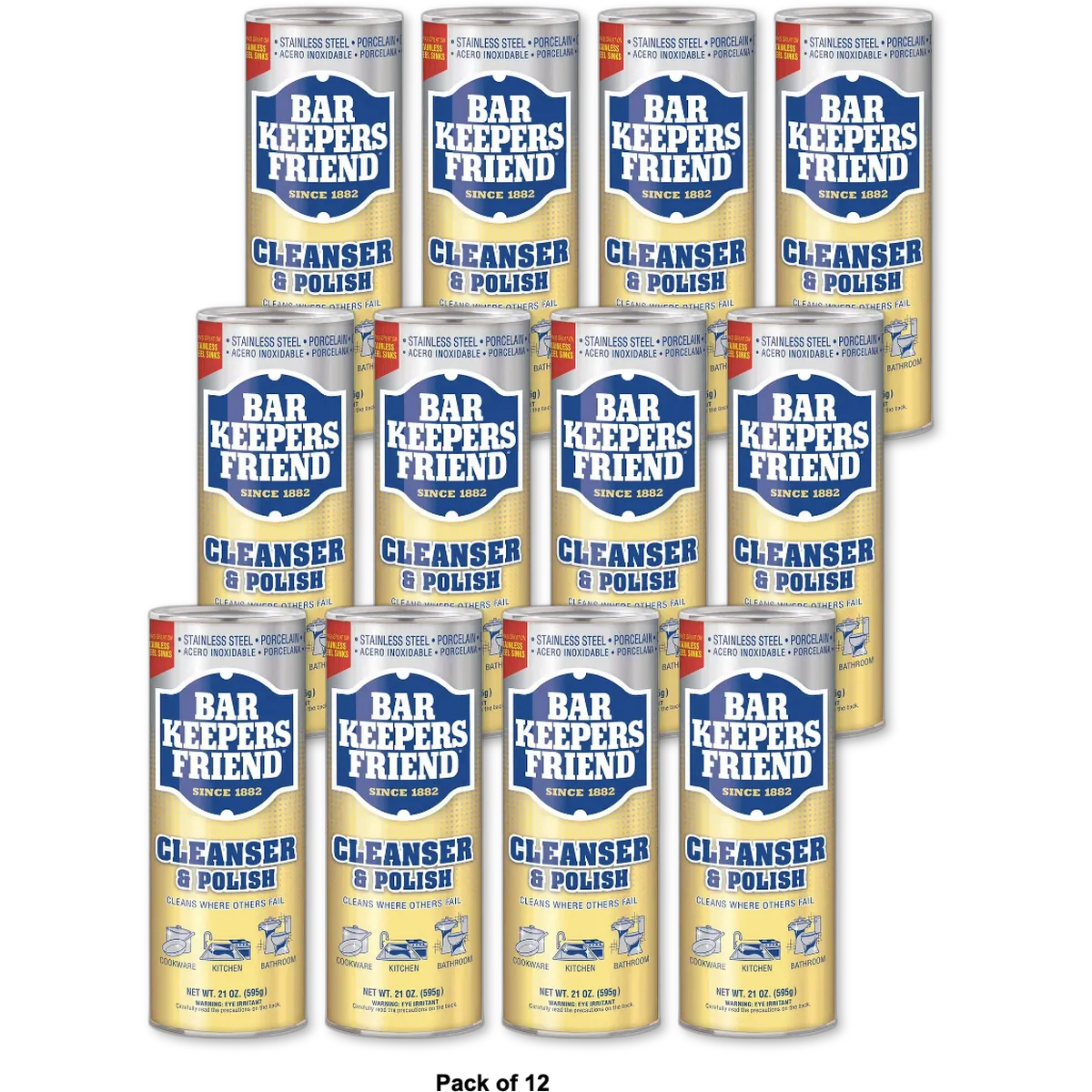 Bar Keepers Friend Multipurpose Household Cleanser And Polish 21Oz (Pack of 12)