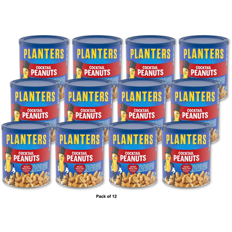 Planters Cocktail Peanuts Party Snacks 16Oz (Pack of 12)