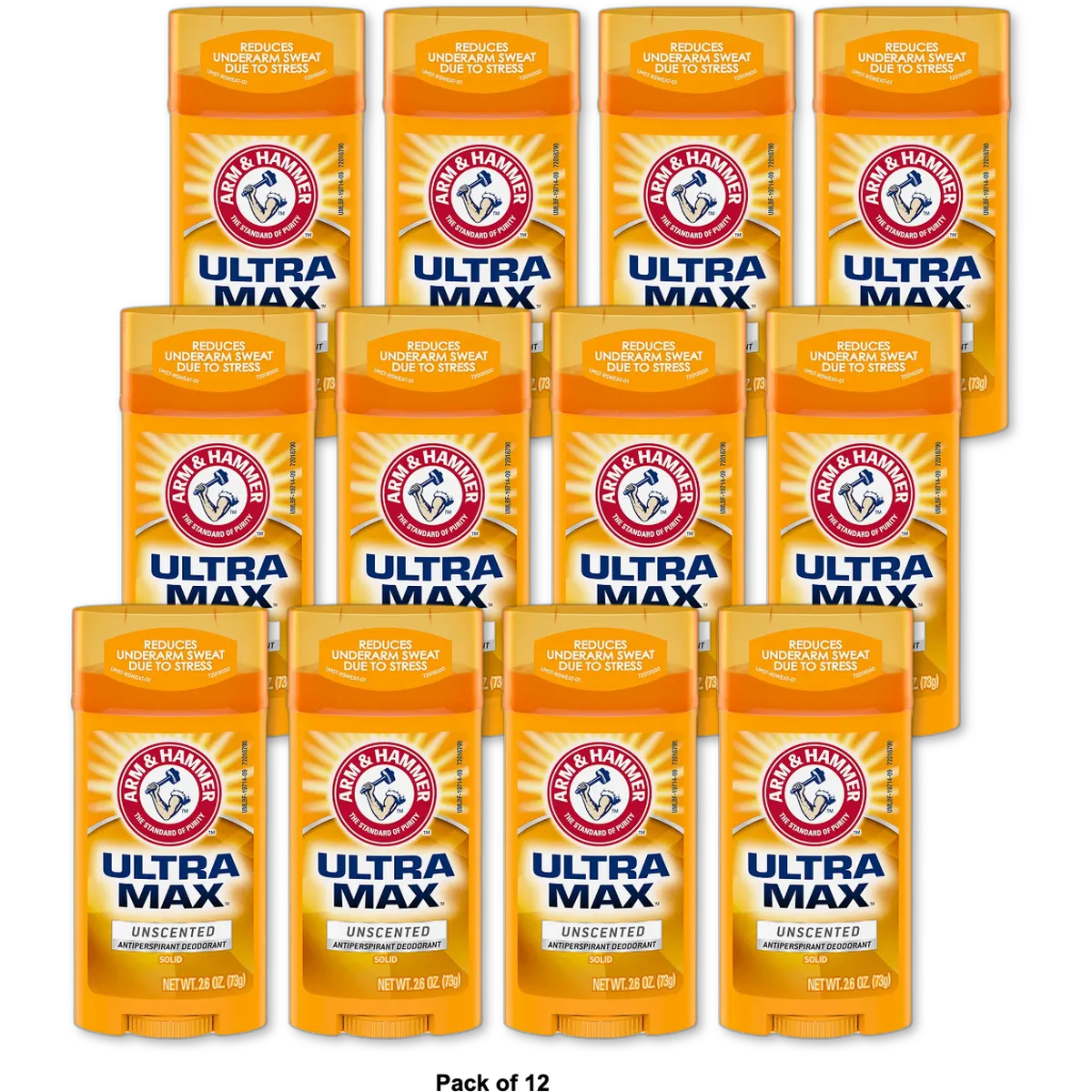 Arm & Hammer Ultramax Antiperspirant And Deodorant Invisible Solid Unscented 2.6Oz (Pack of 12)