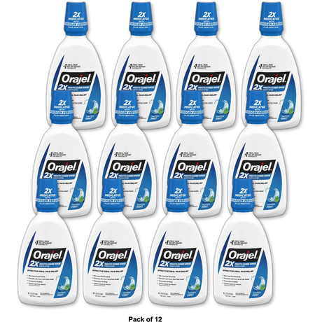 Orajel Antiseptic Mouth Sore Rinse For Mouth Sore Relief 16Oz (Pack of 12)