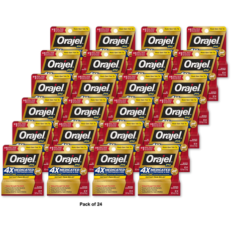 Orajel Pm Long Lasting Toothache Pain Relief Cream 0.25Oz (Pack Of 24)