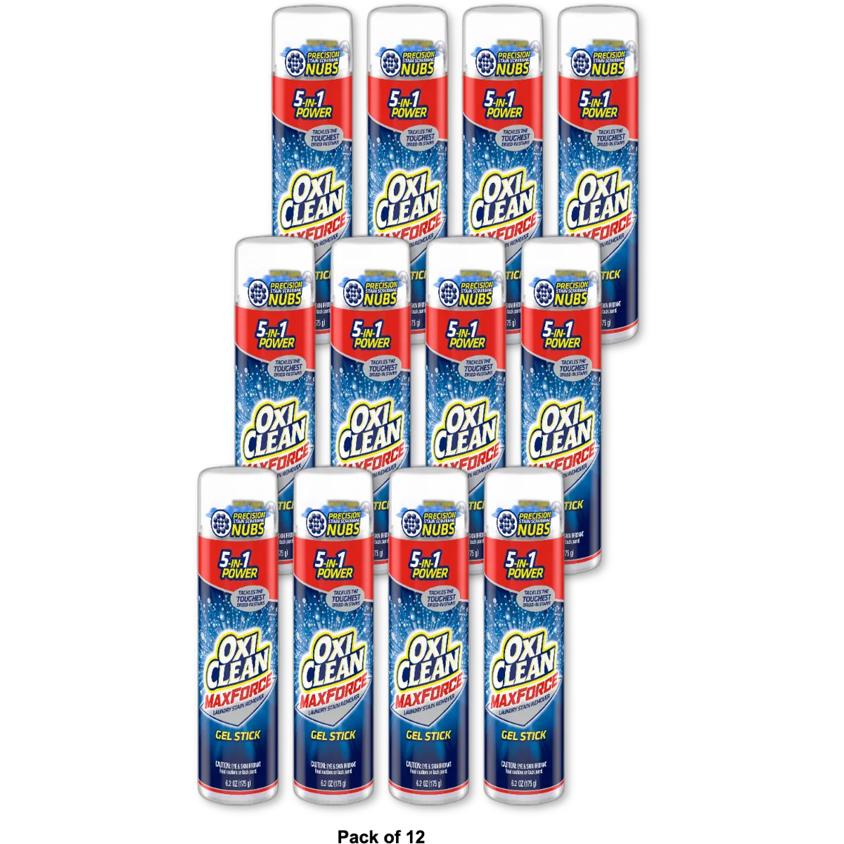 OxiClean Max Force Laundry Gel Stain Remover Stick 6.2Oz (Pack of 12)