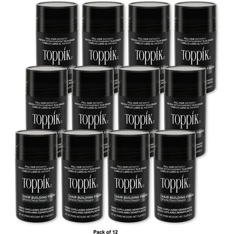 Toppik Hair Building Natural Keratin Fibers Black 0.42Oz (Pack Of 12)