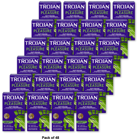 Trojan Extended Pleasure Latex Condoms Climax Control Lubricant 2.11oz (Pack of 48)