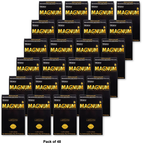 Trojan Magnum Lubricated Latex Condoms Large Size 2.11oz (Pack of 48)