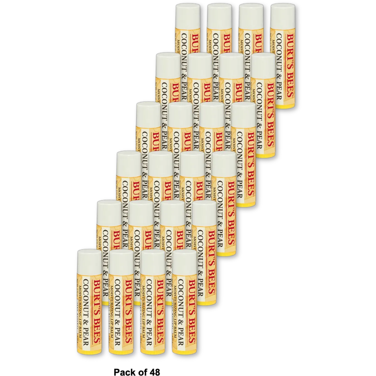 Burts Bees 100% Natural Moisturizing Lip Balm With Beeswax Coconut And Pear 0.15Oz (Pack Of 48)