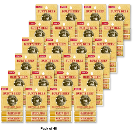 Burts Bees Beeswax Lip Balm With Vitamin E And Peppermint 0.30Oz (Pack Of 48)
