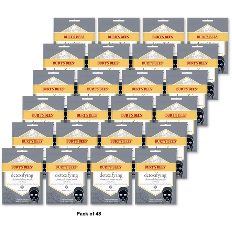 Burts Bees Detoxifying Charcoal Facial Sheet Mask Honey 0.33Oz (Pack Of 48)