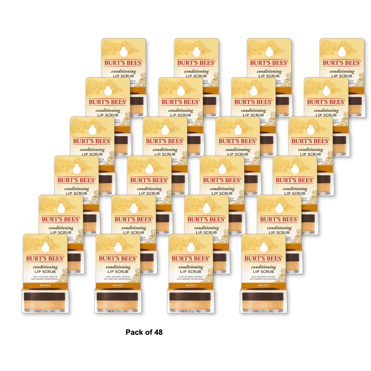 Burts Bees Moisturizing And Conditioning Lip Scrub With Exfoliating Honey Crystals 0.25Oz (Pack Of 48)