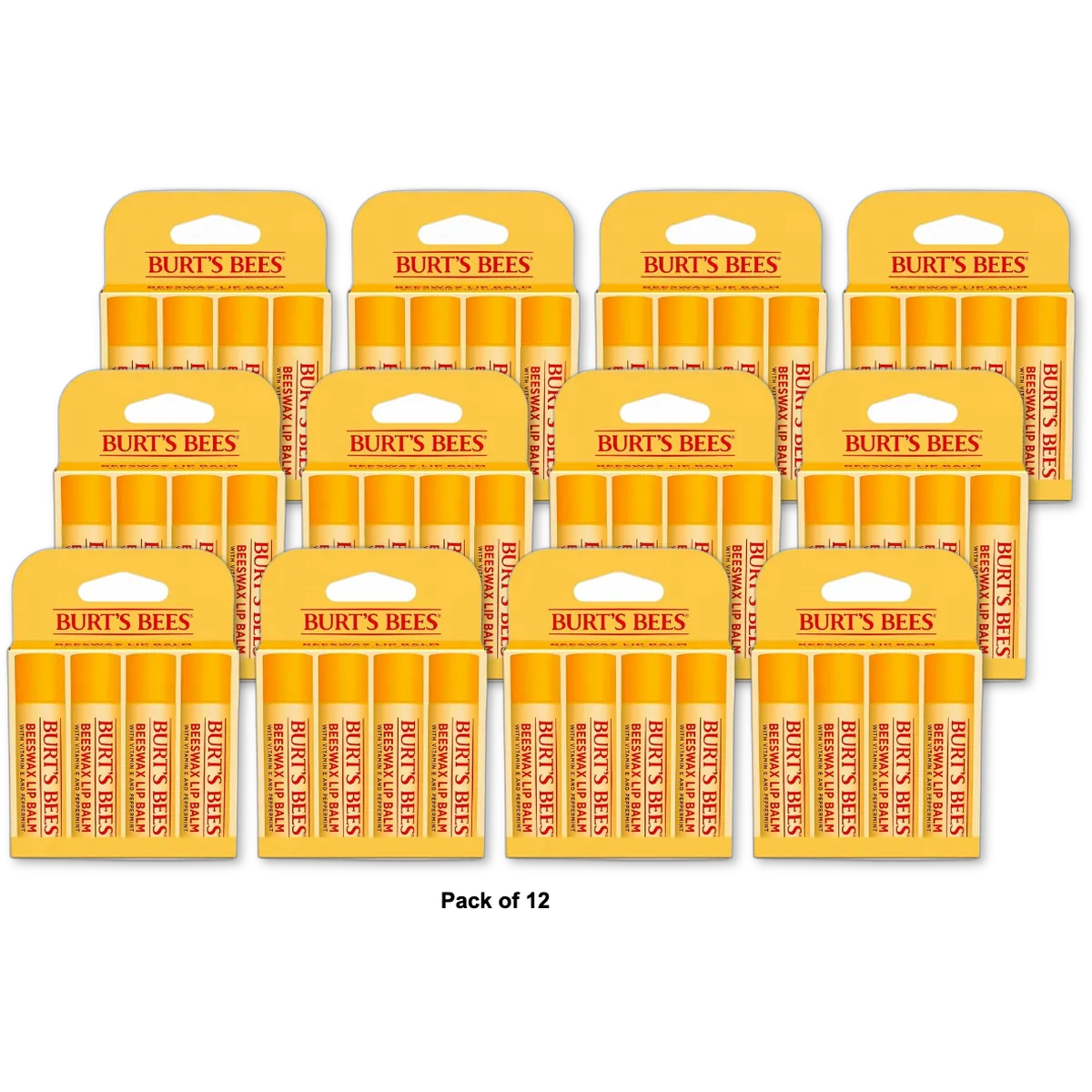 Burts Bees Natural Moisturizing Lip Balm With Beeswax 0.15Oz (Pack Of 12)