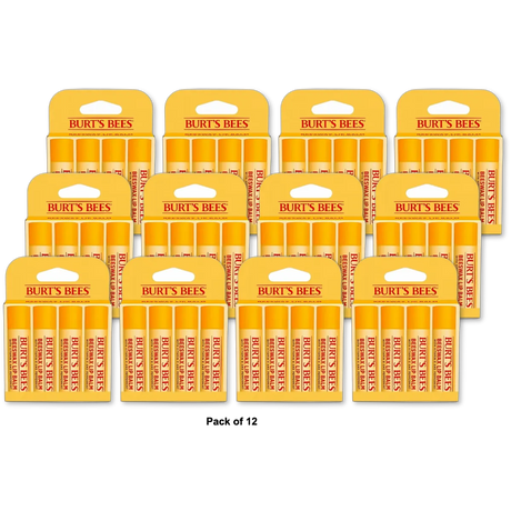 Burts Bees Natural Moisturizing Lip Balm With Beeswax 0.15Oz (Pack Of 12)