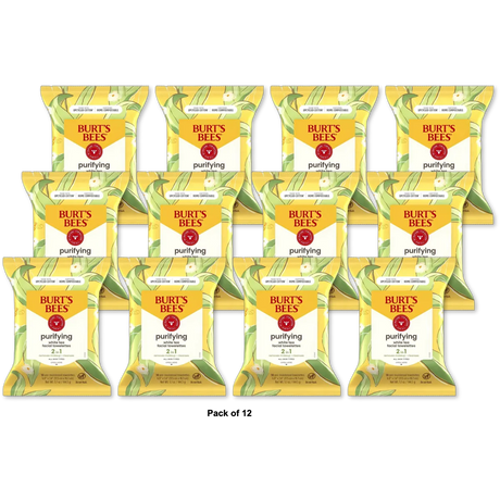 Burts Bees White Tea Facial Cleansing Towelettes Unscented 5.1oz (Pack of 12)