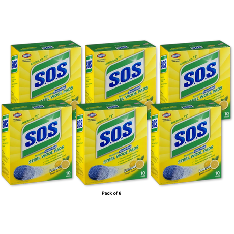 S.O.S Steel Wool Soap Pads Lemon Fresh 4.8oz (Pack of 6)