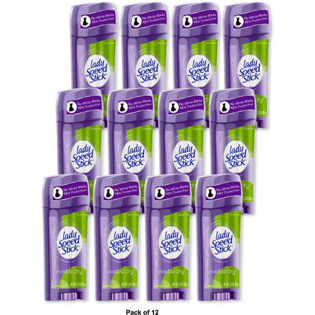 Lady Speed Stick Invisible Dry Antiperspirant And Deodorant Stick Powder Fresh2.3Oz (Pack of 12)