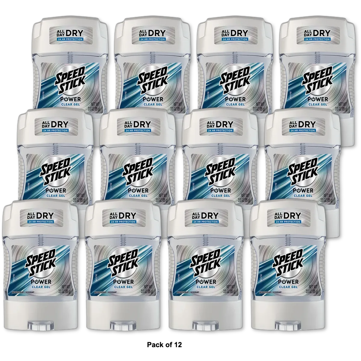 Speed Stick Antiperspirant Deodorant Power Clear Gel 3Oz (Pack of 12)