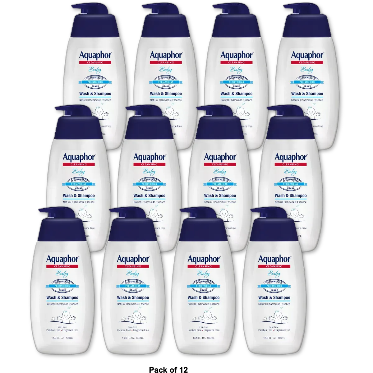 Aquaphor Cleansing Baby Wash And Shampoo Tear Free 16.9Oz (Pack of 12)