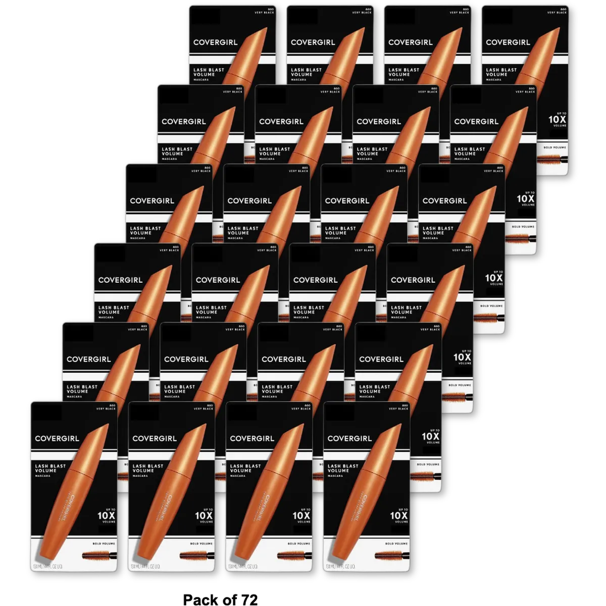 Cover Girl Lashblast Volume Waterproof Mascara Very Black #800 0.44Oz (Pack of 72)