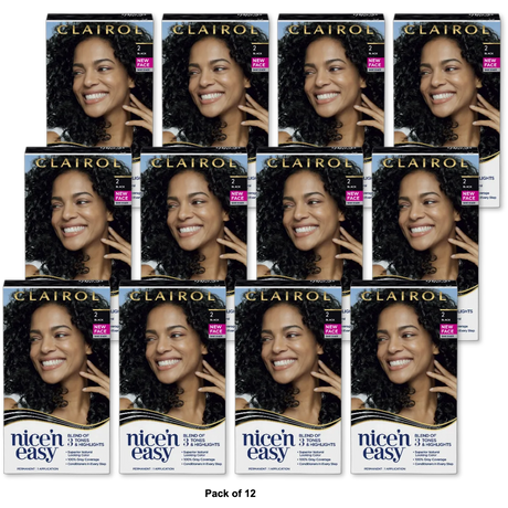 Clairol Nice & Easy Permanent Color 2 Black Hair Color 1 Application 1.86Oz (Pack of 12)