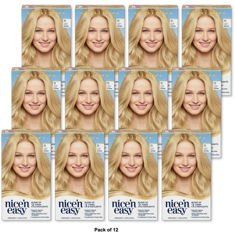 Clairol Nice & Easy Permanent Hair Color 11 Ultra Light Blonde Kit 6.26Oz (Pack of 12)