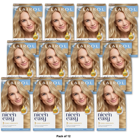 Clairol Nice & Easy Permanent Hair Color 9 Light Blonde 6.26Oz (Pack of 12)