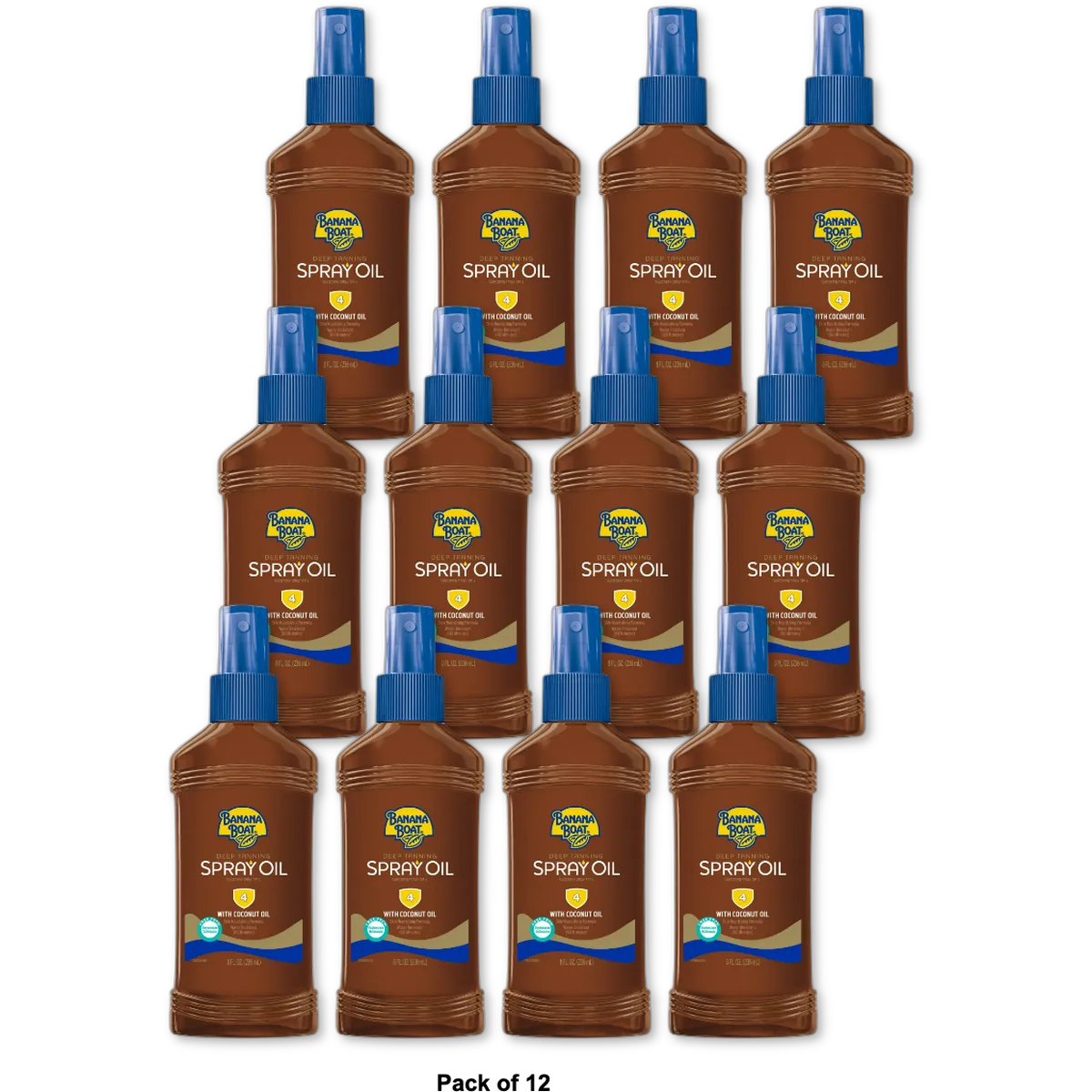 Banana Boat Deep Tanning Oil Sunscreen Pump Spray SPF 4 8Oz (Pack of 12)