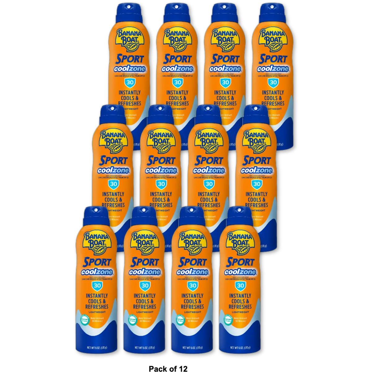 Banana Boat sport performance cool zone continuous spray with SPF 30 6Oz (Pack of 12)