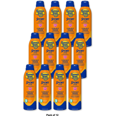 Banana Boat Ultra Mist Sport Performance Continuous Spray Sunscreen SPF 50+ 6Oz (Pack of 12)